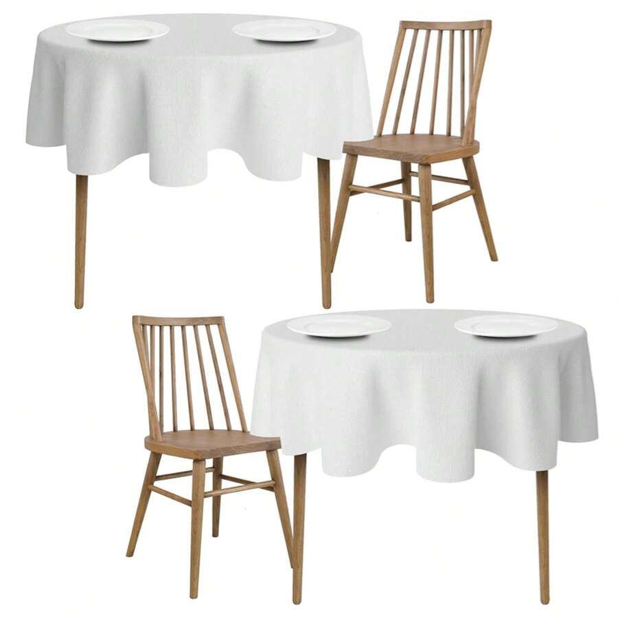 2 Pack White Round Tablecloths 60 Inch For 2048 In Tables 200 GSM