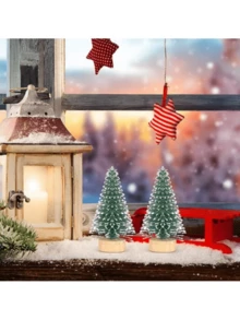 5 件迷你圣诞村树瓶刷树剑麻雪森林树带圣诞花环，圣诞树圣诞装饰品小雪松家居人造桌面装饰最佳礼物 - 彩色 - 查看 7