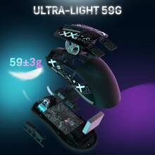 Attack Shark X11 59g Superlight Wireless Gaming Mouse With Grip Tape, RGB Charging Dock,BT/2.4G Wireless/Wired Pc Mouse, 22000 DPI,5 Programmable Buttons For Pc - Black - View 6