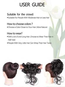 Ciocca per acconciatura da principianti con chignon morbido, estensioni sintetiche per capelli coda di cavallo per tutti i tipi di capelli, utilizzabile anche per acconciature da sposa, disponibile in tutti gli stili, colore naturale, riccio e ondulato, adatto a donne e ragazze, compatibile con costumi e parrucche da principessa - Color pianoforte - Visualizzare 10