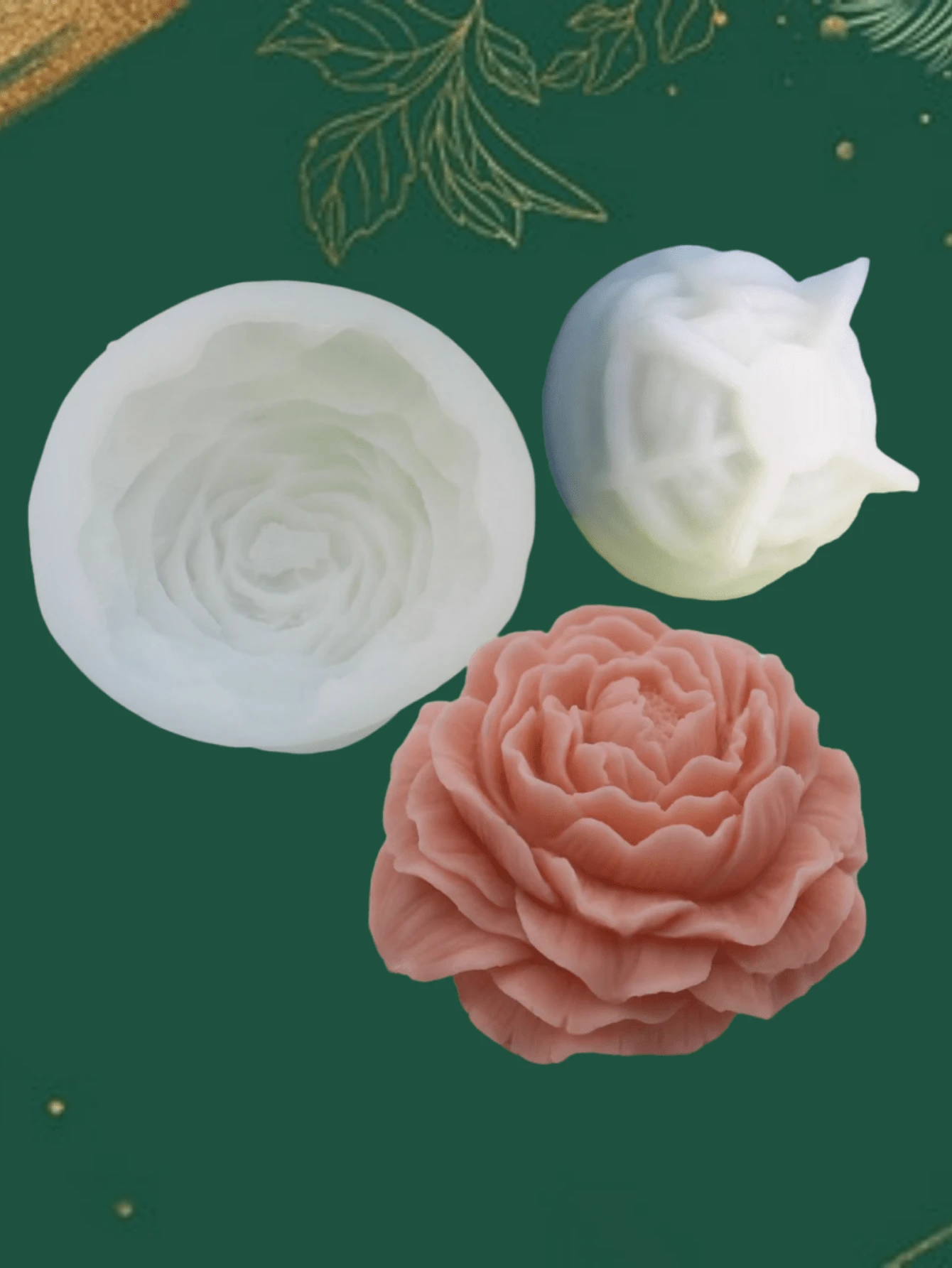 1 件灯光版牡丹花香薰蜡烛，石膏装饰，硅胶模具 - 查看 1