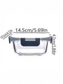 1 pieza Caja de almuerzo rectangular de vidrio borosilicatado resistente, apta para microondas, para oficina/escuela, contenedor de almacenamiento de alimentos, regalo de Navidad
