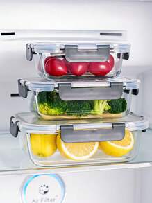 1 pieza Caja de almuerzo rectangular de vidrio borosilicatado resistente, apta para microondas, para oficina/escuela, contenedor de almacenamiento de alimentos, regalo de Navidad