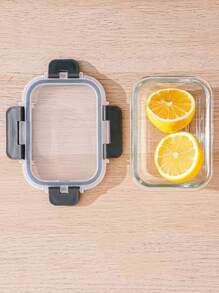 1 pieza Caja de almuerzo rectangular de vidrio borosilicatado resistente, apta para microondas, para oficina/escuela, contenedor de almacenamiento de alimentos, regalo de Navidad