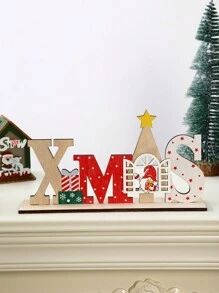 1 件圣诞木制装饰，字母圣诞老人木制装饰桌面装饰派对用品，圣诞礼物，万圣节，万圣节装饰 - 彩色 - 查看 11
