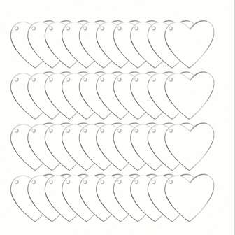 30pcs Blank Acrylic Keychain Kit, Transparent Heart Shaped Plates, DIY Double-Sided Customizable Graphic For Holiday & Commemorative Accessories Valentine's Day Valentines Summer, School