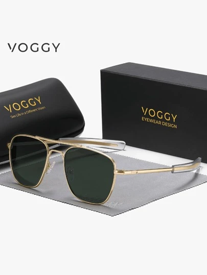  VOGGY 时尚、简约、复古、金属、偏光装饰眼镜，男士适用，适合运动、驾驶、户外、骑行、钓鱼、度假、旅行、派对、装饰、礼物，街头风格，适合搭配毛衣夹克、运动衫、连帽衫、皮裤和工装裤，适合夏季海滩度假、户外、旅行