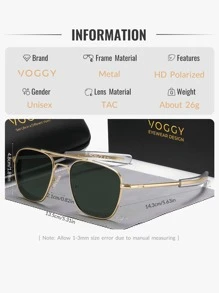 VOGGY 时尚、简约、复古、金属、偏光装饰眼镜，男士适用，适合运动、驾驶、户外、骑行、钓鱼、度假、旅行、派对、装饰、礼物，街头风格，适合搭配毛衣夹克、运动衫、连帽衫、皮裤和工装裤，适合夏季海滩度假、户外、旅行