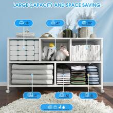 Commode de chambre à coucher avec 5 tiroirs, meuble TV à 4 roulettes, organisateur de rangement pour placard, vêtements et chambre de bébé, tiroirs en tissu et cadre en métal - Blanc - Voir 2