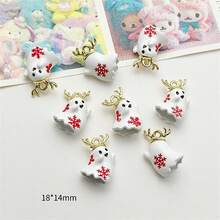 5 件合金圣诞主题系列 3D 可爱幽灵圣诞老人帽子吊坠适用于 DIY 项链耳环配件 - 彩色 - 查看 2