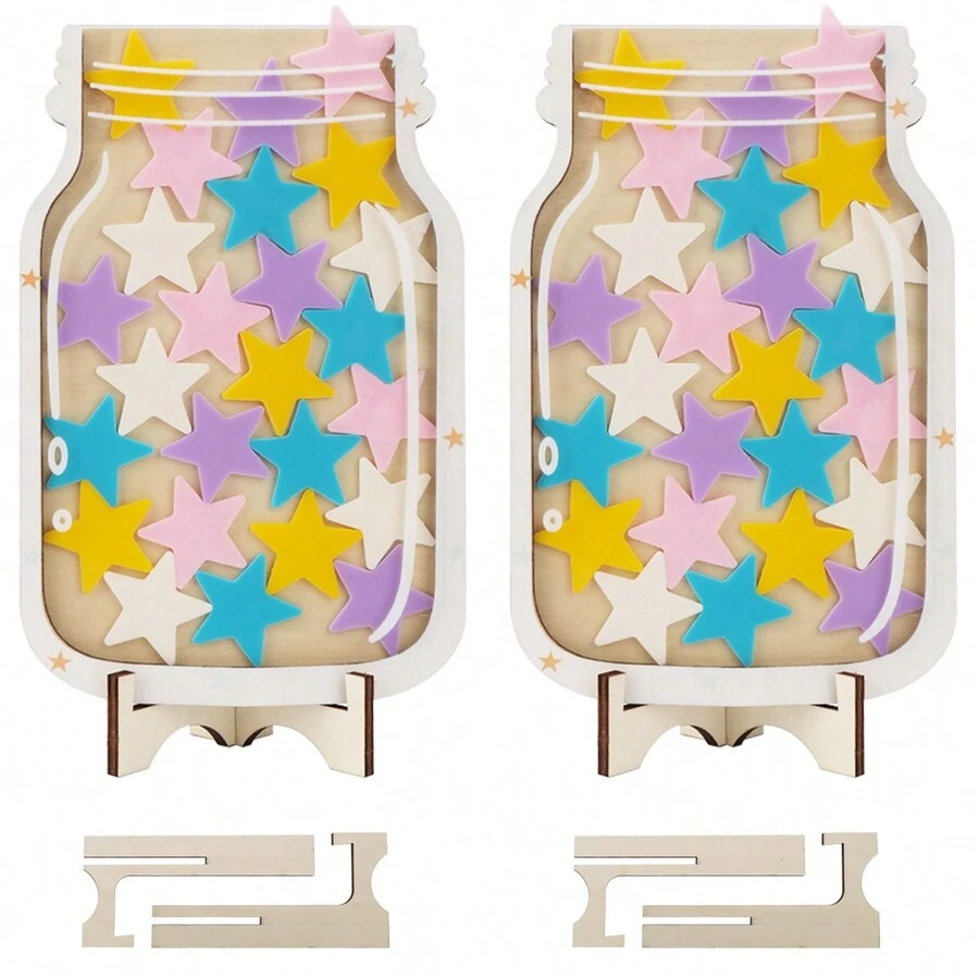WALLFID Stars Reward Jar For People,Stars Charts For Behaviour,Potty Training Reward Chart,Chore Chart, Home School Reward Jar For Incentivizing Someone - two pack - View 1
