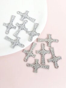 10 件装欧美街头风格花朵和设计饰物，带闪亮水钻 - 适合任何场合的时尚配饰 Lolita JK 男女项链耳环钥匙扣和服装装饰 DIY 合金吊坠宗教节日珠宝配饰