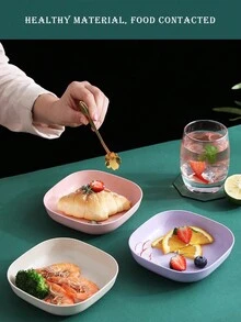 10 PCS Oval Plastic Dessert Plates - Reusable Multifunctional Snack Dishes With Attached Base For Fruits, Appetizers, Bone Spitting, Random Color Shipping Christmas Gift - Multicolor - View 2