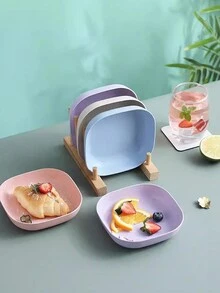 10 PCS Oval Plastic Dessert Plates - Reusable Multifunctional Snack Dishes With Attached Base For Fruits, Appetizers, Bone Spitting, Random Color Shipping Christmas Gift - Multicolor - View 7