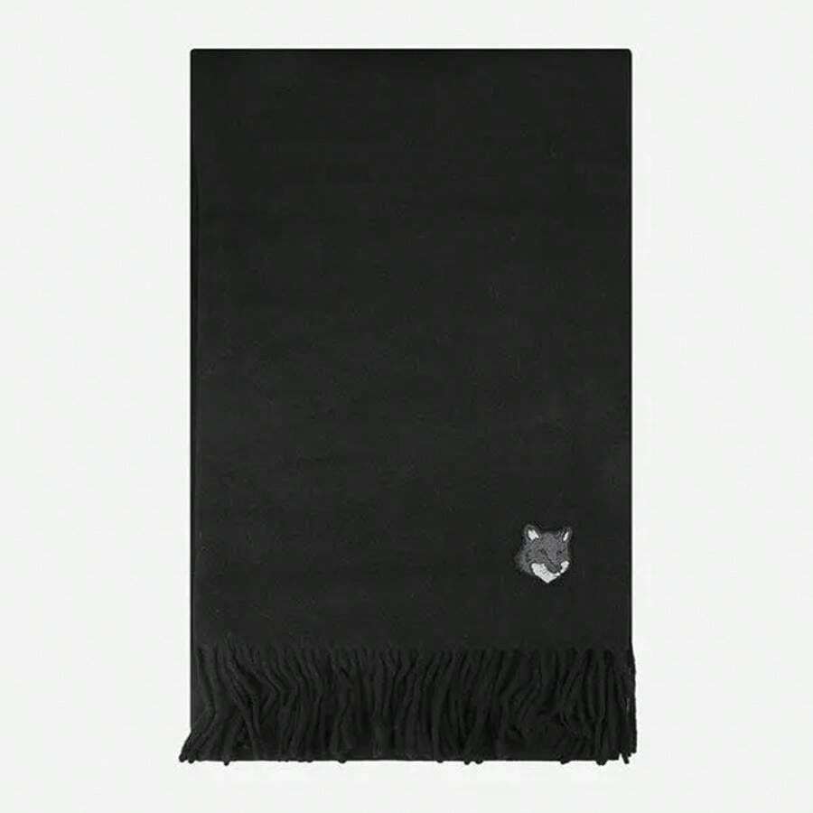Maison Kitsuné Wool Fox Head Muffler Black SHEIN USA
