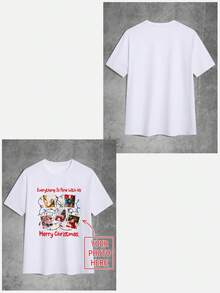 个性化定制圣诞趣味T恤，可定制您的照片/情侣照/全家福/朋友照/宠物照，白色短袖，圣诞节/秋冬季，圣诞礼物/节日礼物/家庭聚会/团体制服 - 白色 - 查看 3