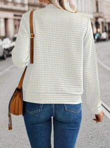 Cardigan elegante da donna con chiusura a zip, maniche lunghe, attillato, adatto per il pendolarismo, tinta unita
