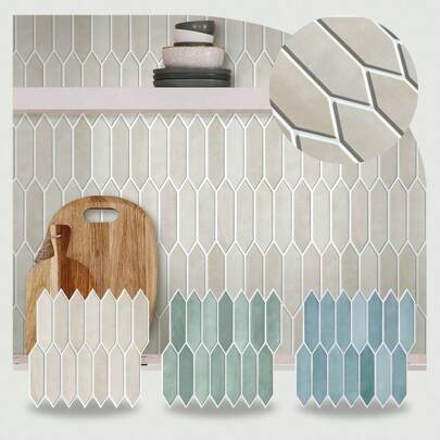3D Tile Stickers, 3D Elongated Hexagon Peel And Stick Wall Tiles, Matte, Water And Mold Proof, Thicker Design, 30 X 30cm, For Kitchen Backsplash, RVs,