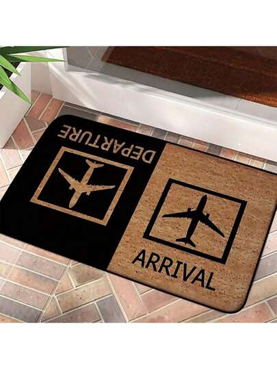 1pc Airplane Carpet, Creative Entrance Theme Doormat, Thickened Carpet, Airplane Element, And Arrival Carpet, Nostalgic Entrance Decor Doormat, Gift For Grandparents, Suitable For Entrance, Kitchen, Hallway, Bedroom, Dirt-Resistant