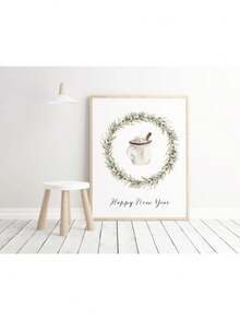 1 件圣诞节海报可爱卡通绘画海报麋鹿圣诞老人帆布印刷节日海报墙壁艺术装饰画家居装饰无框，圣诞礼物 - 彩色 - 查看 84