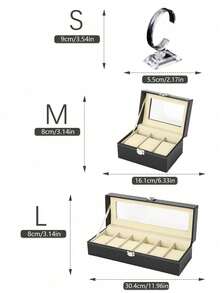 1pc Multi-Slot PU Leather Watch Box, Watch Display Storage Case, Watch And Jewelry Display Box, Watch Organizer Case, Retro Small Jewelry Bracelet Watch Display Cabinet, Suitable For Vanity, Bedroom, Bathroom, Office, Desk Home Storage - Multicolor - View 3