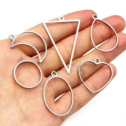 10/20pcs 304 Stainless Steel Geometric Pendant Charms UV Epoxy Resin Frame Bezel Rings For DIY Jewelry Making Accessories Findings