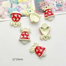 5 件合金圣诞主题系列 3D 可爱幽灵圣诞老人帽子吊坠适用于 DIY 项链耳环配件 - 彩色 - 查看 5