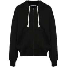 Acne Studios Small Face Logo Patch Zip-Up Hoodie Black