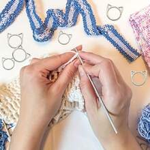 60/100piezas Juego de marcadores de punto de crochet y tejido con diseño de cabeza de gato en colores variados, disponible en 3 tamaños, incluye sostenedores de puntada y marcadores de tejer seguros, accesorios prácticos de crochet con cierre, anillos con patrón de gato lindo, para accesorios de herramienta auxiliar de aguja de metal, marcadores de costura y tejido (color aleatorio) - Plata+Negro+Oro+Oro rosa - Ver 7