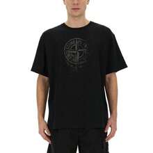 Stone Island Men's Logo Print Crew Neck Short Sleeve T-Shirt Black - Black - View 2
