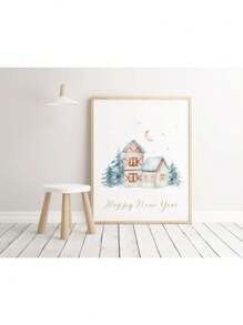 1 件圣诞节海报可爱卡通绘画海报麋鹿圣诞老人帆布印刷节日海报墙壁艺术装饰画家居装饰无框，圣诞礼物 - 彩色 - 查看 79