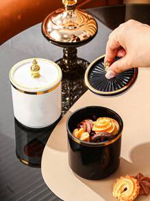 1pc Plastic Household Kitchen Storage Canister Back To School - Multicolor - View 8