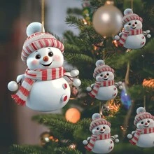 5 piezas de adornos colgantes de muñeco de nieve navideño, decoración para árbol de Navidad, cumpleaños, boda, celebración de fiestas, adornos colgantes acrílicos 2D