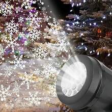 1 件雪花圣诞投影仪，旋转圣诞图案 LED 舞台灯，户外节日照明圣诞装饰，雪花派对灯，圣诞灯 - 彩色 - 查看 2