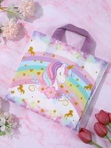 25/50Pcs Rainbow Unicorn Style Plastic Gift Bags, Birthday Party Packaging Supplies, Handheld Gift Bags, Family Tote Bags, Unicorn Theme Party Birthday Wedding Baby Shower Bridal Shower Ceremony Party Decor, Home Decor, Party Favors, Boutique Shopping Bags