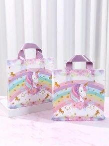25/50Pcs Rainbow Unicorn Style Plastic Gift Bags, Birthday Party Packaging Supplies, Handheld Gift Bags, Family Tote Bags, Unicorn Theme Party Birthday Wedding Baby Shower Bridal Shower Ceremony Party Decor, Home Decor, Party Favors, Boutique Shopping Bags