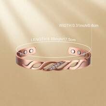 1 chiếc vòng tay có thể điều chỉnh bằng đồng nguyên chất từ tính, thủ công rỗng cổ điển, khảm Zirconia, năng lượng lành mạnh cho bệnh viêm khớp - đường rỗng - Xem 4