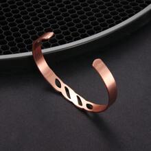 1 chiếc vòng tay có thể điều chỉnh bằng đồng nguyên chất từ tính, thủ công rỗng cổ điển, khảm Zirconia, năng lượng lành mạnh cho bệnh viêm khớp - đường rỗng - Xem 3