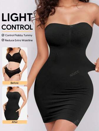 Formende Shapewear Unterröcke ohne Träger für Frauen zur Bauchformung, nahtloser Unterkleid-Bodyformer