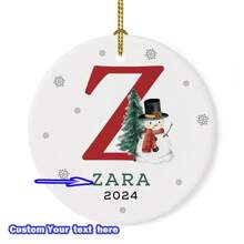 1pc Customizable Christmas Ornament - Personalized 26 Letter Alphabet Name - Festive Decoration, Customize Name Text, Christmas Gift For Yourself, Friends, Girlfriend, 8*8cm Round Ball Ornament,Christmas
