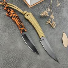 Outdoor Knife MKC Fixed Blade Knife 440c Blade Nylon Rope Handle EDC Survival Jungle Hunting Tools Camping Hiking Cutting Knives, Tools For Men - Total length 16.4cm Blade length 7cm Handle length 8.9cm - View 2