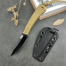 Outdoor Knife MKC Fixed Blade Knife 440c Blade Nylon Rope Handle EDC Survival Jungle Hunting Tools Camping Hiking Cutting Knives, Tools For Men - Total length 16.4cm Blade length 7cm Handle length 8.9cm - View 6