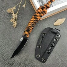 Outdoor Knife MKC Fixed Blade Knife 440c Blade Nylon Rope Handle EDC Survival Jungle Hunting Tools Camping Hiking Cutting Knives, Tools For Men - Total length 16.4cm Blade length 7cm Handle length 8.9cm - View 5