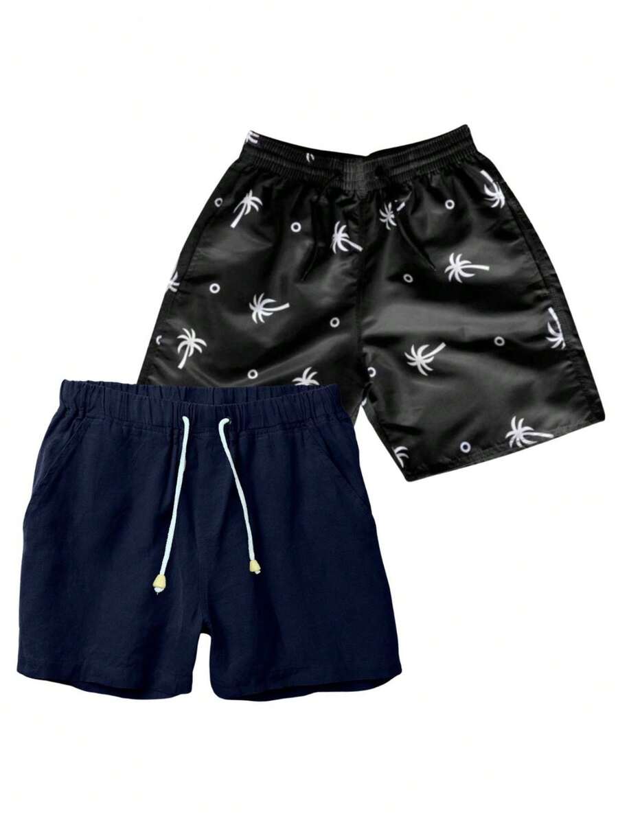 Kit 2 Beach Shorts, 1 Tactel Short + 1 Men's Linen Short Top - 藏蓝色 - 查看 1