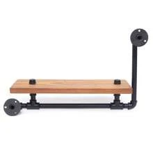 Vintage Bücherregal Industrial Wandmontage Regal Rustikal Hängeregal Holz & Metall Rohr Wandregal Deko Schweberegal 53 * 34cm - Braun - Übersicht 5