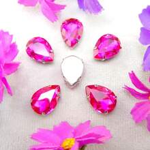 水滴形玻璃非 AB 正常颜色花式椭圆闪亮手工缝纫水晶手工缝制水钻装饰珠平背银色金爪底座带孔宝石 DIY 配件缝制宝石水钻用于装饰衣服、连衣裙、包、鞋子、胸针、耳环、手工艺品