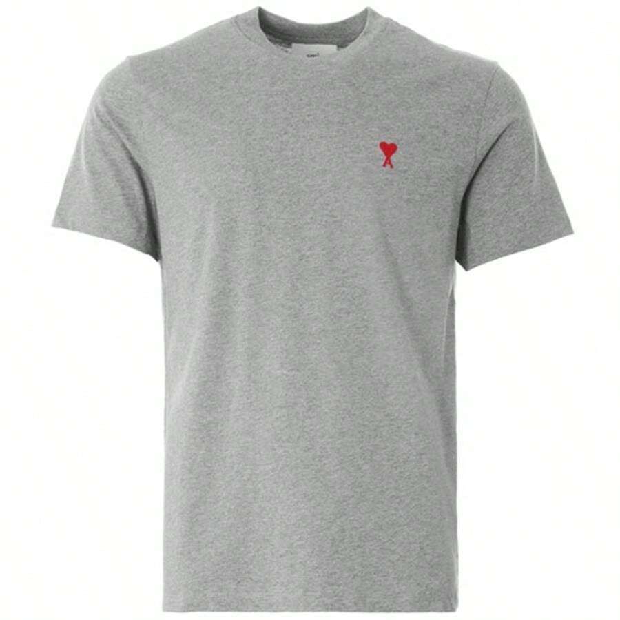 AMI Heart Logo Patch Short Sleeve T-Shirt Grey - Xám - Xem 1