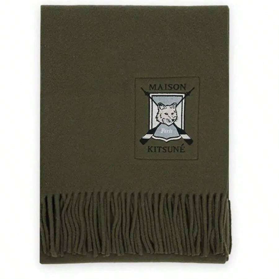 Maison Kitsuné College Fox Blazon Muffler Khaki - Green - View 1