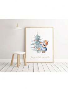 1 件圣诞节海报可爱卡通绘画海报麋鹿圣诞老人帆布印刷节日海报墙壁艺术装饰画家居装饰无框，圣诞礼物 - 彩色 - 查看 42