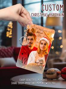 1 pieza Llavero personalizado de Navidad con foto y nombre, llavero de Navidad personalizado con foto, llavero personalizado con foto y nombre, llavero acrílico personalizado, regalos de Navidad, regalo para él/ella, regalo de pareja, mejor regalo para mamá, papá, esposa, esposo, novia, novio, regalo de Navidad, regalos del Día de Halloween, regalos de Acción de Gracias, Feliz Navidad